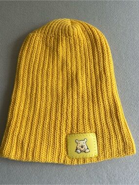 Disney x Love Your Melon Gold Pooh Embroidered Patch Ribbed Knit Beanie Yellow